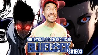 Volleyball Coach Reacts to Blue Lock S1 E3 The King Barou [upl. by Akilak]