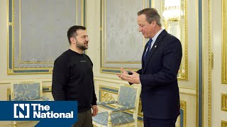 UK Foreign Secretary Cameron meets Ukrainian President Volodymyr Zelenskyy on first trip abroad [upl. by Eecal]