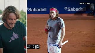 Tsitsipas Reacts To His Hotshots [upl. by Annaigroeg]