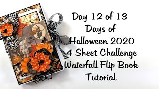 Day 12 of 13 Days of Halloween 2020 4 Sheet Challenge Waterfall Mini Flipbook Pollys Paper Studio [upl. by Hesoj]