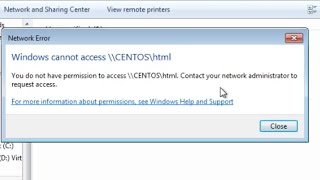 Samba centos  windows7  Windows cannot access centos You do not have permission to access [upl. by Lennaj]