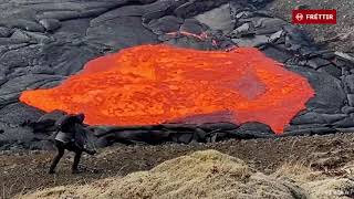 Dont walk on fresh lava crust Geldingadal volcano 2021 [upl. by Darb460]