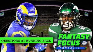 Top Running Backs with the biggest question mark  Fantasy Focus 🏈 [upl. by Seigel185]