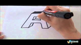 Come disegnare la lettera A in 3D [upl. by Cutter]