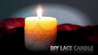 DIY LACE CANDLE  DESIGNER CANDLE [upl. by Aiuqenehs]