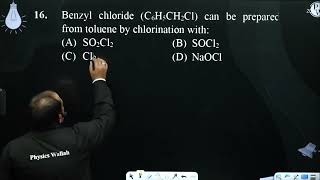 Benzyl chloride C6H5CH2Cl can be prepared from toluene by chlorination with [upl. by Mazur]