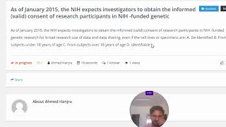 As of January 2015 the NIH expects investigators to obtain the informed valid consent [upl. by Rawley]