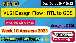 VLSI Design Flow  RTL to GDS  Week 10 Quiz  Assignment 10 Solution  NPTEL  SWAYAM 2023 [upl. by Hogarth]