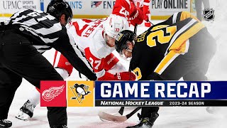 Red Wings  Penguins 411  NHL Highlights 2024 [upl. by Mosora457]