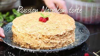 Russian Napoleon torte with condensed milk filling [upl. by Betty714]