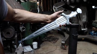 Forging a cinquedea dagger part 4 making the handle [upl. by Mead734]