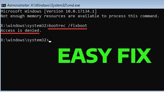 Fix Bootrec fixboot Access is Denied During Fix Boot Configuration  How To [upl. by Ytomit195]