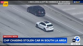 CHP chase stolen car in South Los Angeles area [upl. by Atalee]