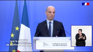 Bac brevet 2020  conférence de presse de JeanMichel Blanquer [upl. by Hilleary]