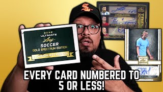 EVERY CARD IS NUMBERED TO 5 OR LESS 2022 LEAF ULTIMATE SOCCER GOLD SPECTRUM EDITION [upl. by Doro]