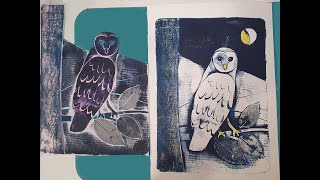 Gelli print tutorial  collagraph owl [upl. by Rediah]