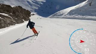 The Sarenne Alpe d’Huez 2019 in 4k skiing over 100 KPH longest black run in Europe [upl. by Griffie]