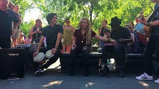 Shakira Performs quotChantajequot Live Acoustic in Washington Square Park New York City May 17 2017 [upl. by Nauqan]