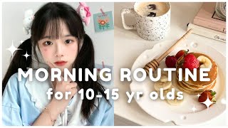 1015 year olds school morning routine  step by step🤍 [upl. by Kcirneh]