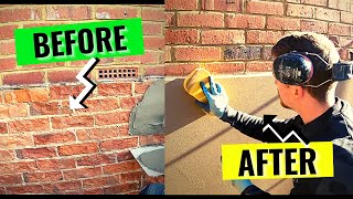 Repairing Old Walls With Sand Cement Render Construction  BRICK  SOLID WALLS in 6 Minutes FLAT [upl. by Hanimay]