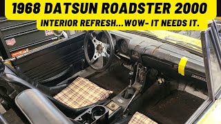 1968 Datsun Roadster interior refresh Redoing a dash and new carpet kit [upl. by Cressler]