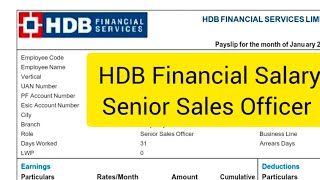 Senior Sales Officer Salary in HDB Financial Services  HDFC Bank Jobs Salary  HDB Financial Salary [upl. by Carilyn]