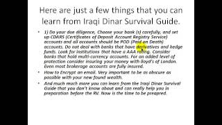 Are you Prepared for the Iraqi Dinar RV 23 things you must know before the Iraqi Dinar Revaluation [upl. by Aicnarf129]