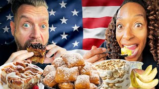 Brits Try Southern Desserts For The First Time In The USA [upl. by Chee]