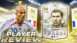 😳94 ICON ZINEDINE ZIDANE PLAYER REVIEW  EA FC 24 ULTIMATE TEAM [upl. by Celestine]