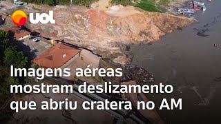 Deslizamento no Amazonas Imagens aéreas mostram cratera e destruição no Porto da Terra Preta vídeo [upl. by Les54]