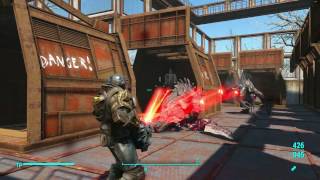 Fallout 4 Wounding gatling laser vs 22 Deathclaws Sanctuary Hills very hard difficulty [upl. by Sam268]