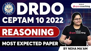 DRDO CEPTAM 10 Reasoning Classes 2022  Most Expected Paper  DRDO STA B amp Technician By Neha Maam [upl. by Tulley870]