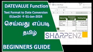 🛑👉Convert Date in text format to Date format with Datevalue Function tamil excel Sharpenzo [upl. by Alleyn]