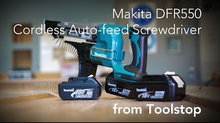 Makita DFR550 18V Cordless liion AutoFeed Screwdriver from Toolstop [upl. by Corena]