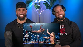 The Usos watch The Bloodline vs McIntyre amp RKBro WWE Playback [upl. by Hiamerej28]