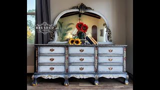 Doing a dry brush blending technique with chalk paint on vintage furniture [upl. by Gipsy]