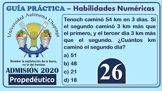 Ejercicio 26  Admisión Propedéutico  Universidad Autónoma Chapingo  Habilidad Numérica [upl. by Licht362]