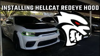 Dodge Charger Hellcat Redeye Hood Install  Easy Install [upl. by Shoshanna724]