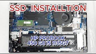 HP ProBook 450 G8 i5 1135G7 SSD installation [upl. by Yrrap294]