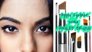 How to apply eyeliner using Angled Eyeliner Brush for beginners [upl. by Latsyk]