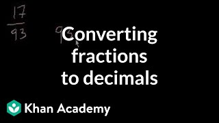 Converting fractions to decimals  Decimals  PreAlgebra  Khan Academy [upl. by Eugine899]