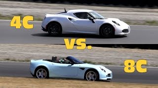 Alfa Romeo 4C vs 8C Spider on track [upl. by Retsof]