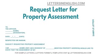 Request Letter For Property Assessment  Sample Property Assessment Request Letter [upl. by Sukramed]