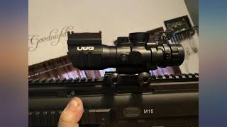 UUQ Prism 4x32 RedGreenBlue Triple Illuminated Rapid Range Reticle Rifle Scope review [upl. by Nolaf74]