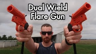 Dual Wielding Flare Guns Shooting the sky on a windy day demonetized [upl. by Aikym]