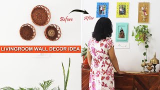 LIVING ROOM DECORATING IDEAS  Budget Room Makeover  How to Decorate a Empty Wall  Wall Decor Idea [upl. by Onimod301]