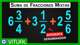 💡 Cómo hacer SUMA de 3 FRACCIONES MIXTAS ► con Diferente denominador [upl. by Medina397]