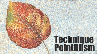 Speed Painting  Technique Pointillism  Autumn leaf  Gouache  IOTN [upl. by Akkimat606]