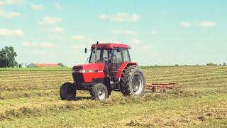 Case Ih Maxxum Raking Hay [upl. by Dnalyram237]