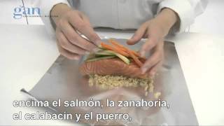 Plato único de papillote de salmón verduras y arroz integral [upl. by Suitangi]